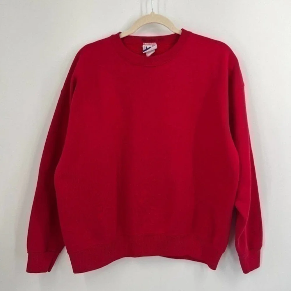 Vintage Lee Sweatshirt Mens Large Red Heavyweight Crewneck Pullover Blank 90s